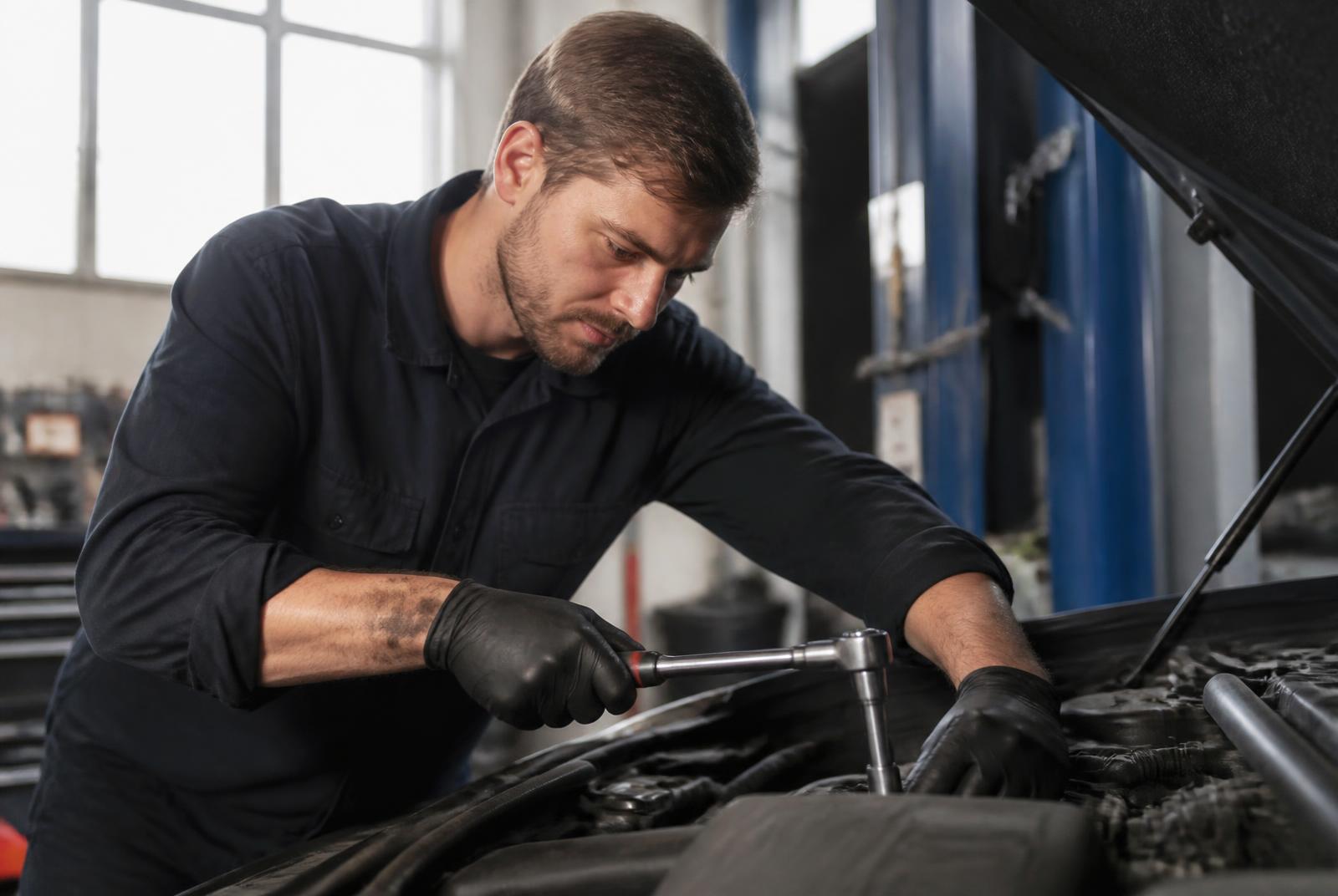 Licensed technician working on a customer vehicle in Peterborough, Ontario